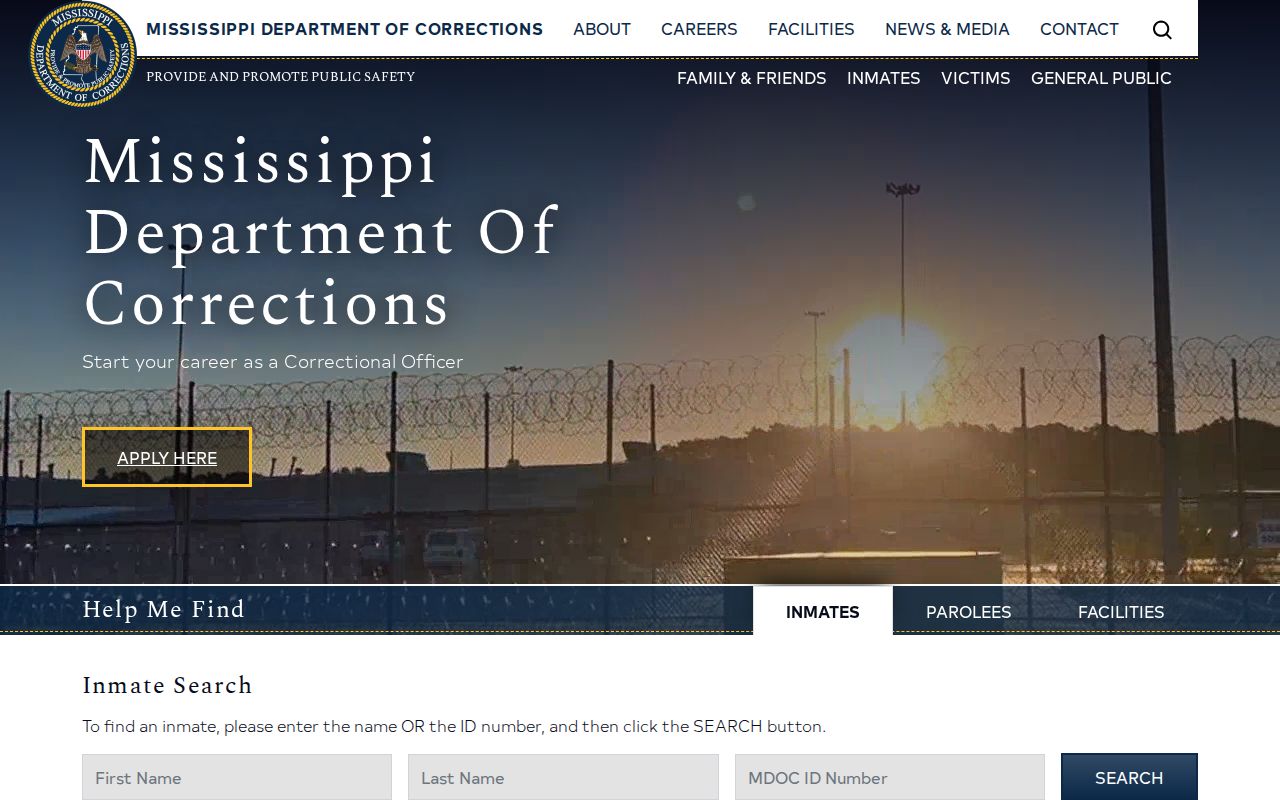 Carroll County state offender record lookup through the official Mississippi Department of Corrections search