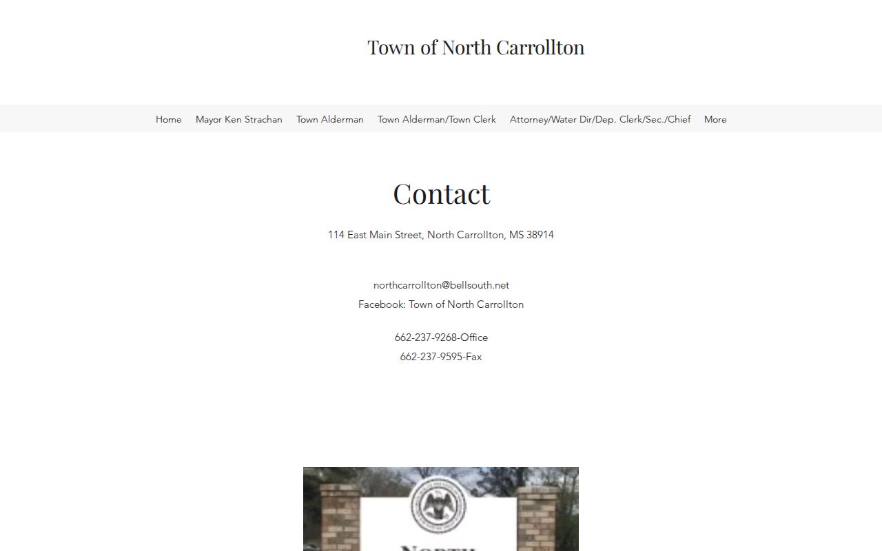 North Carrollton official town contact page for Carroll County arrest-record routing